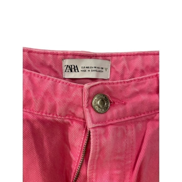 Zara Pink Denim Jean Mom Shorts Size 14 - Picture 1 of 5